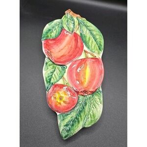 Hand‎ Painted ~Apple Plate ~Made In Italy~ #6921~Bright Colors~GUC